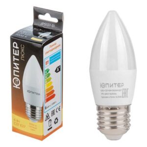 Лампа светодиодная C37 СВЕЧА 6 Вт 170-240В E27 3000К ЮПИТЕР ЛЮКС