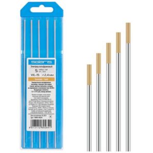Электрод вольфрамовый золотой WL-15, Ф 2,4 мм (набор 5 шт) SOLARIS