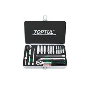 Набор головок 1/4" 4-13мм 18предм. 6гр. метал. кейс  TOPTUL