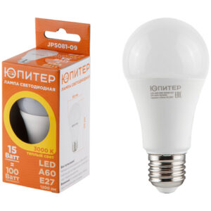 Лампа светодиодная A60 СТАНДАРТ 15 Вт 170-240В E27 3000К ЮПИТЕР