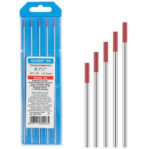 Электрод вольфрамовый красный WT-20, Ф 2,4 мм (набор 5 шт) SOLARIS