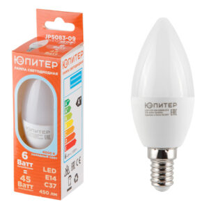 Лампа светодиодная C37 СВЕЧА 6 Вт 170-240В E14 4000К ЮПИТЕР