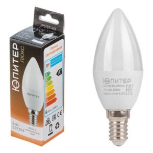 Лампа светодиодная C37 СВЕЧА 6 Вт 170-240В E14 4000К ЮПИТЕР ЛЮКС