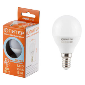 Лампа светодиодная G45 ШАР 7,5 Вт 170-240В E14 4000К ЮПИТЕР