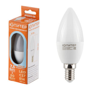 Лампа светодиодная C37 СВЕЧА 7,5 Вт 170-240В E14 4000К ЮПИТЕР