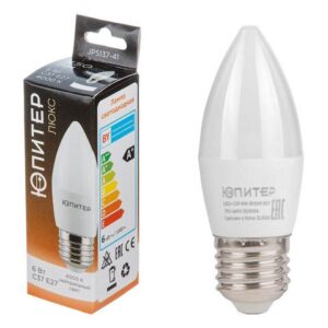 Лампа светодиодная C37 СВЕЧА 6 Вт 170-240В E27 4000К ЮПИТЕР ЛЮКС