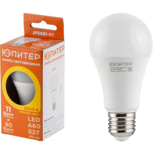 Лампа светодиодная A60 СТАНДАРТ 11 Вт 170-240В E27 3000К ЮПИТЕР